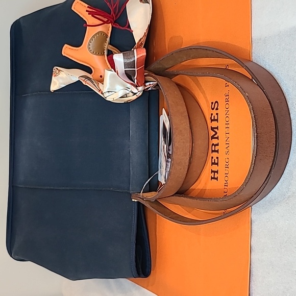 HERMES VINTAGE 2010 KABAK ELAN PM 2 WAY HAND/SHOULDER/TOTE BAG CANVAS/LEATHER - Picture 10 of 17